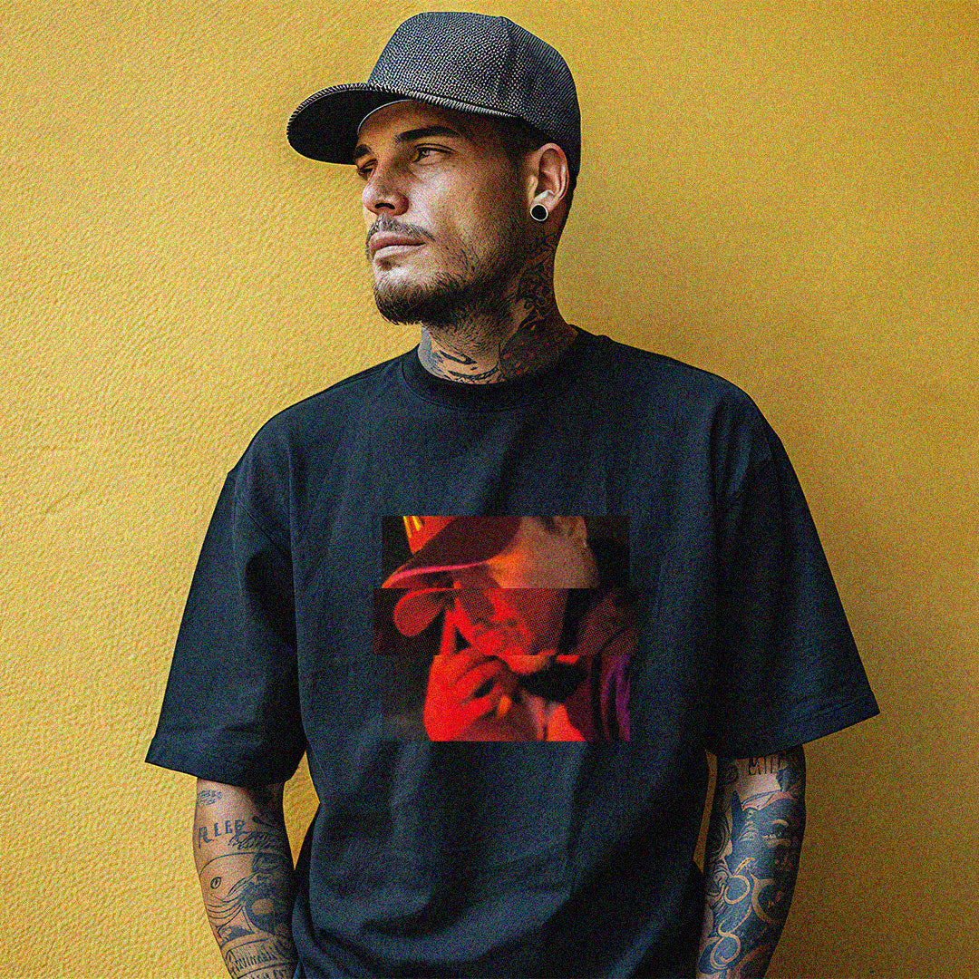 Polera Estampada - 100% algodón Negra unisex