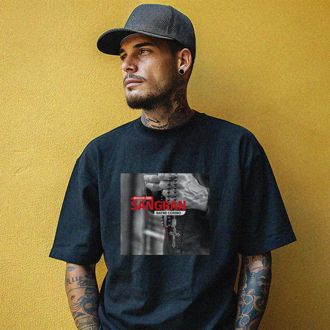 Polera Estampada - 100% algodón Negra unisex