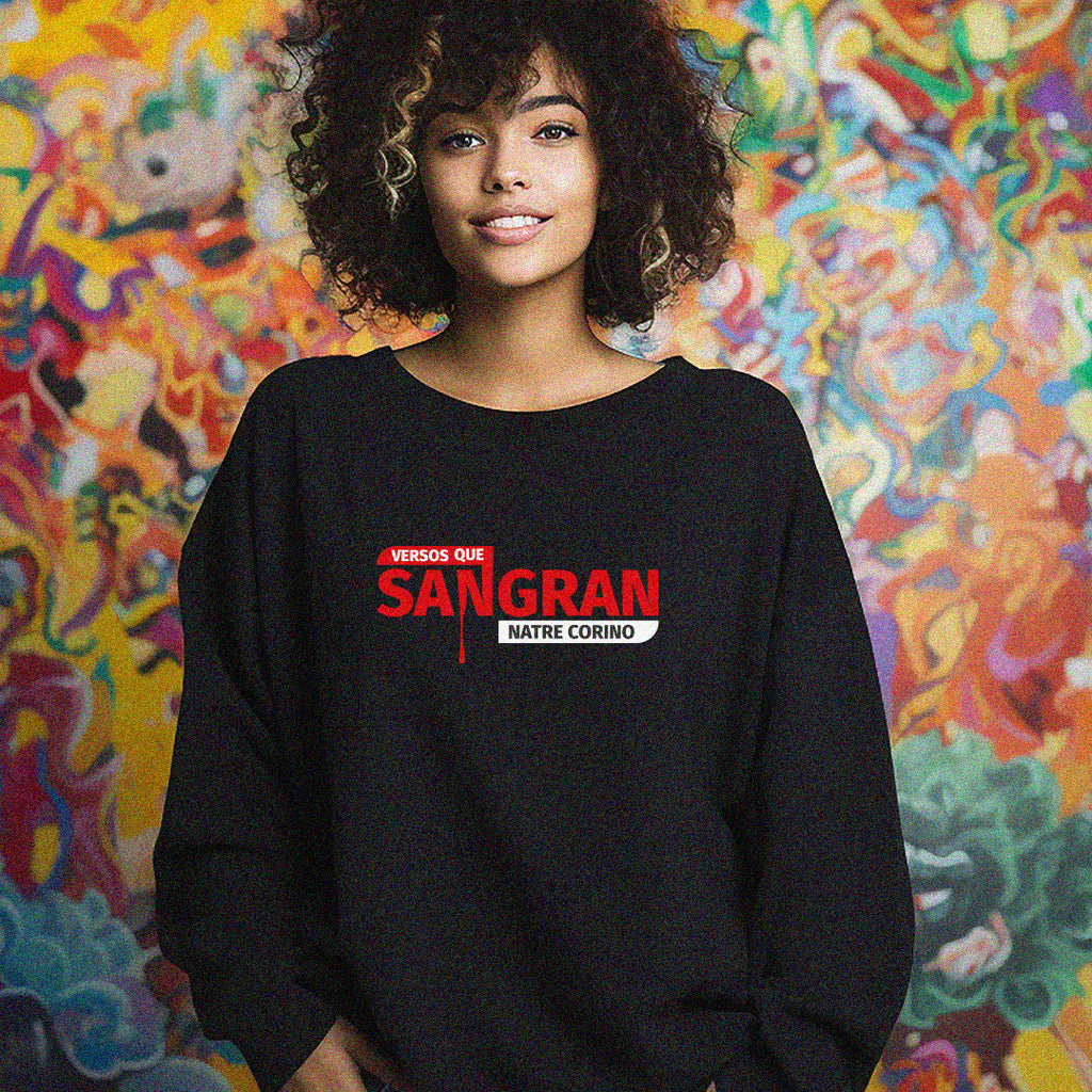 Polera Estampada Versos que Sangran - 100% algodón Negra unisex