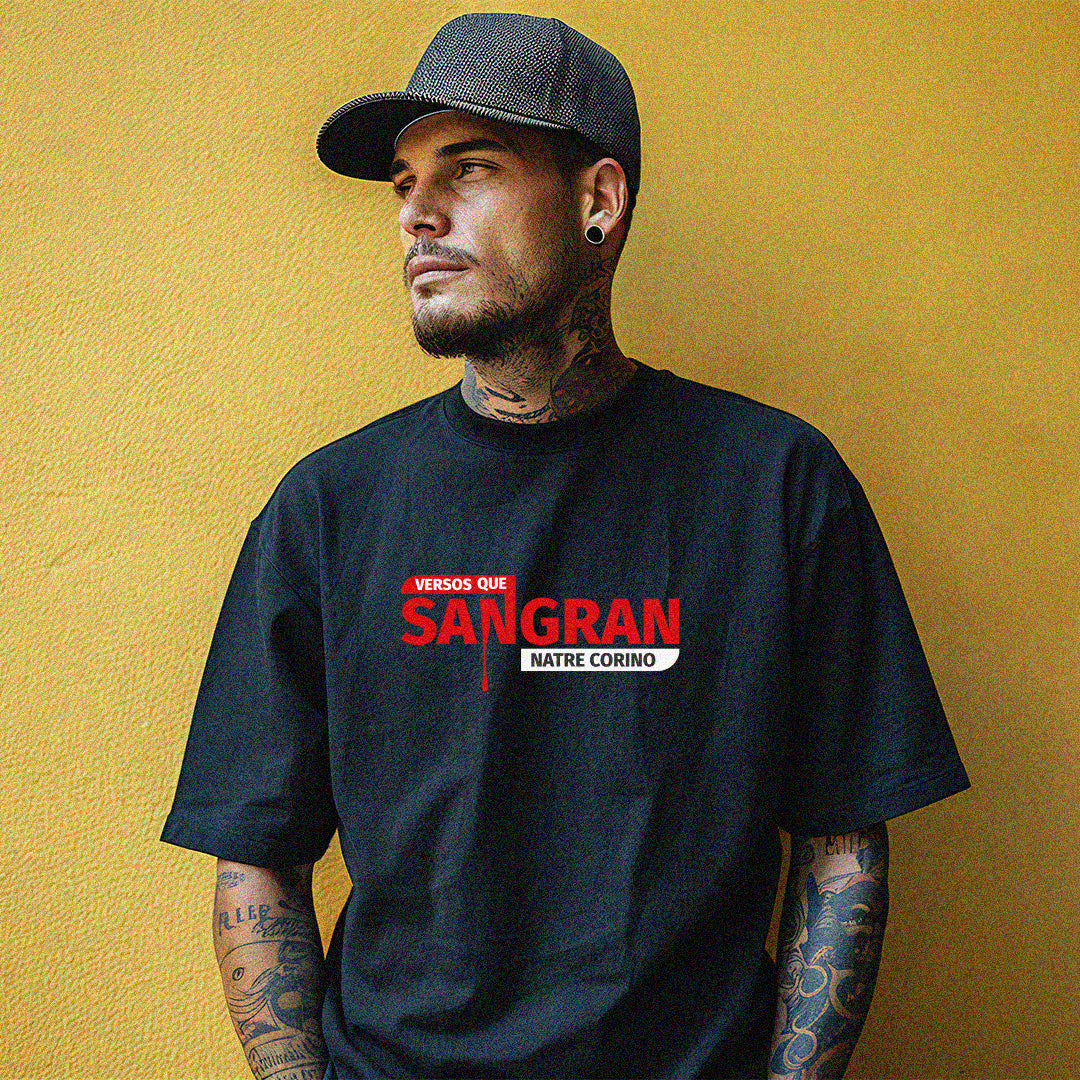 Polera Estampada Versos que Sangran - 100% algodón Negra unisex